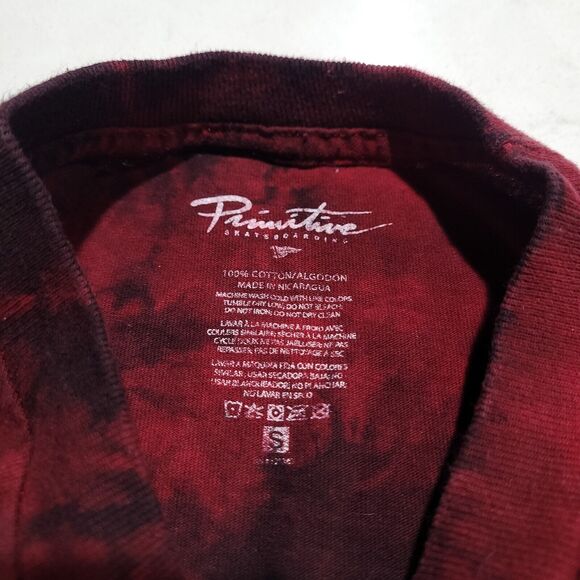 Primitive Skate Since 2008 Tie Dye Red Double Sided Graphic Shirt Small EUC - Picture 8 of 8